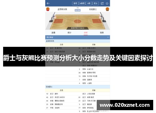 爵士与灰熊比赛预测分析大小分数走势及关键因素探讨
